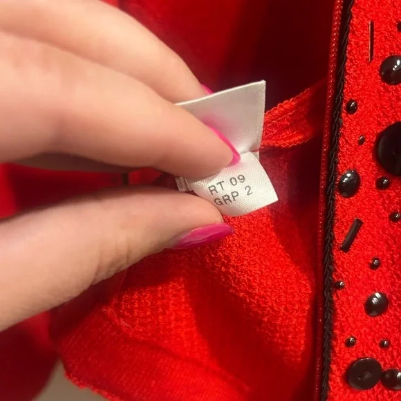St. John Collection Red Santana Knit Embellished Jacket Size 4
